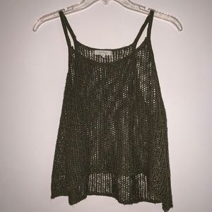 Army Green High to Low Crop Top